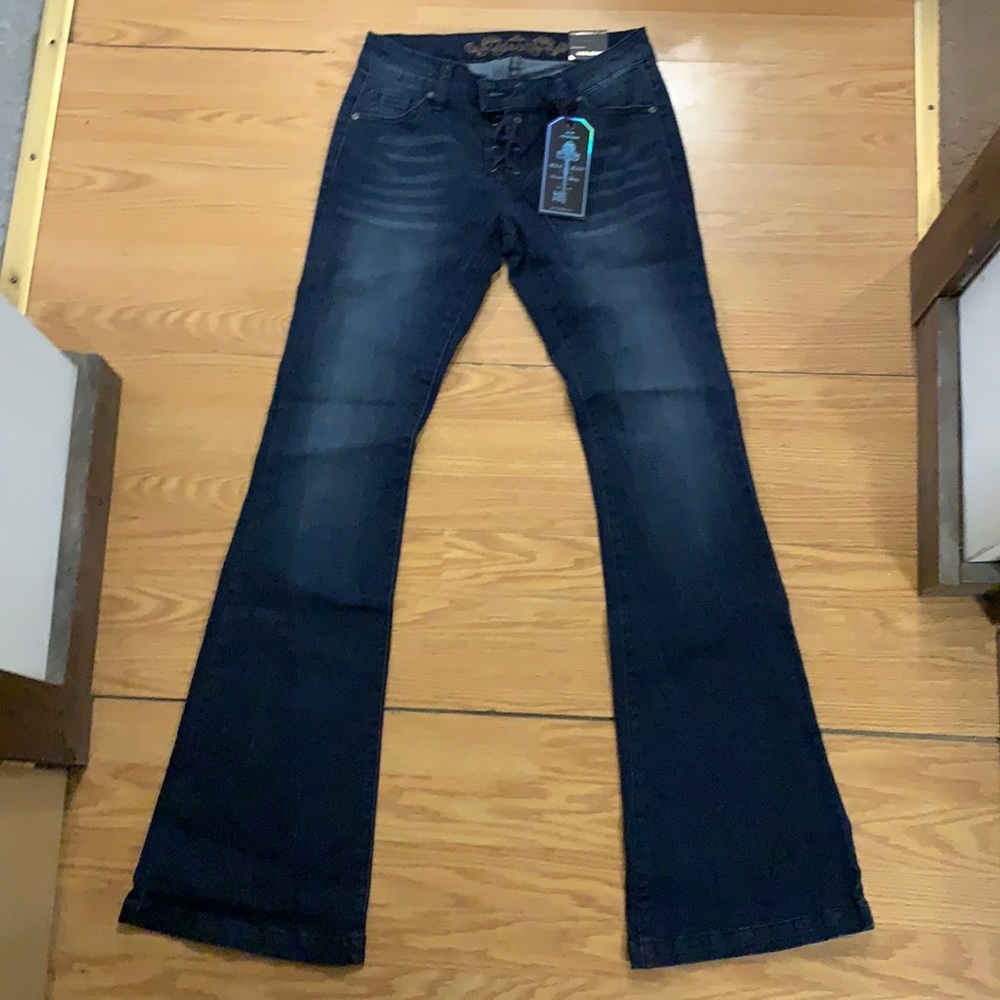 Wax jeans. Big flares. Size 3.